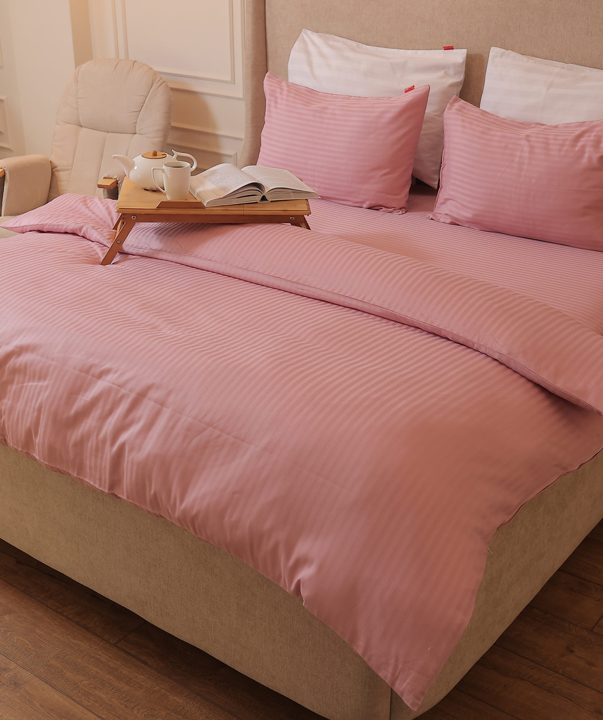 Bedding set «Jasmine Home» family, pink