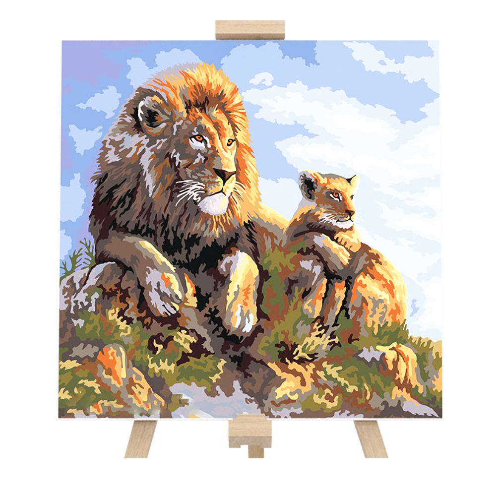 Painting by numbers Lion family