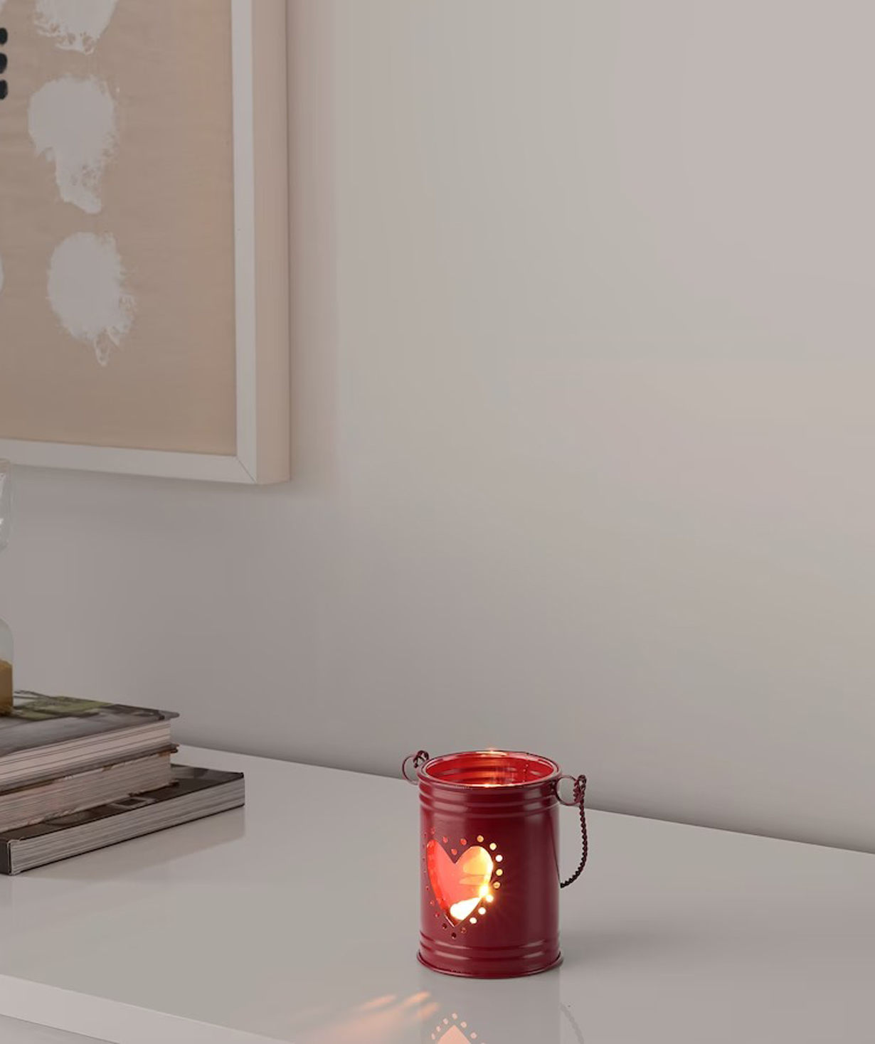 Hanging candle holder ''HJÄRTEGOD'' red