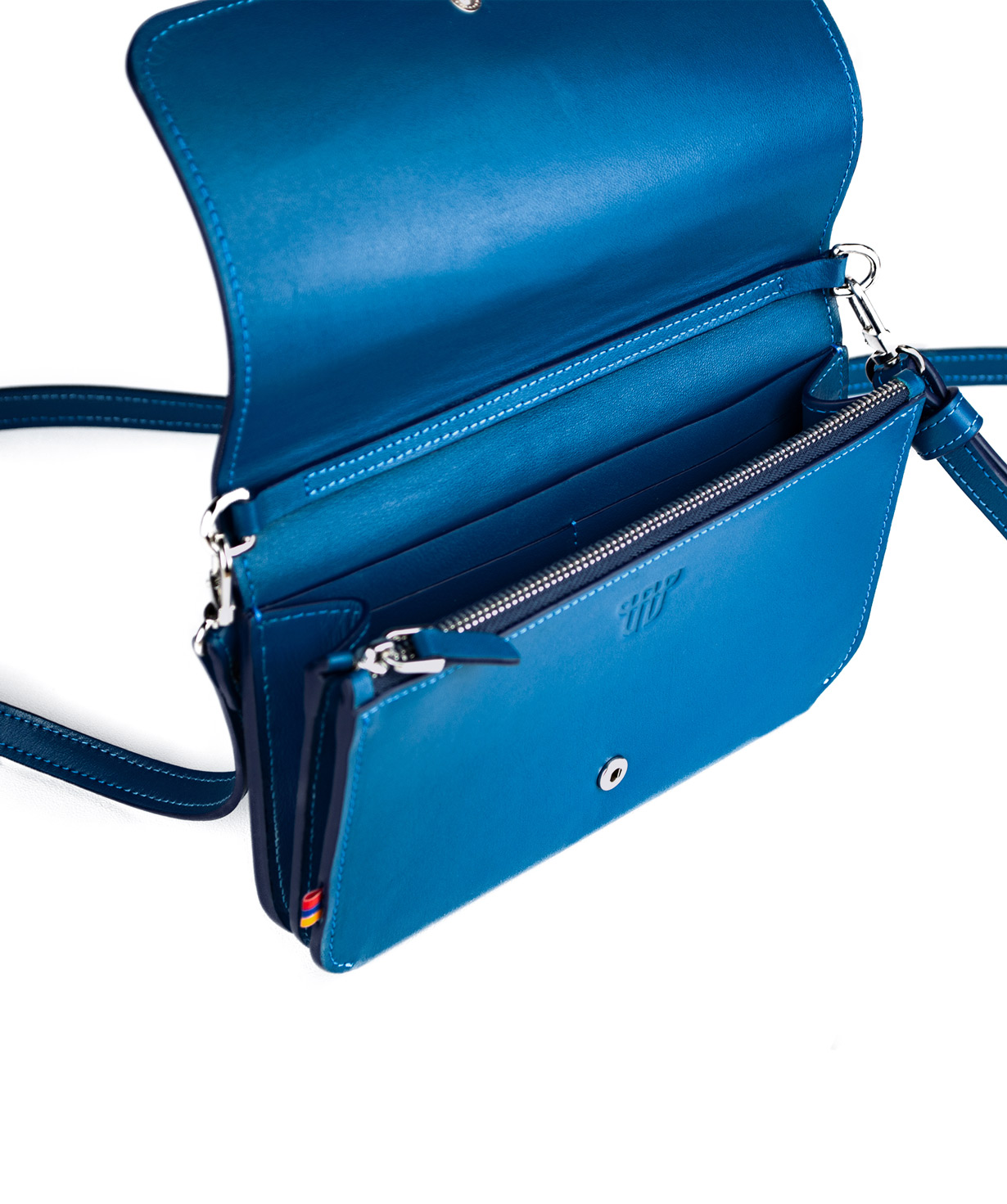 Кожаная сумка `Lambron` Reef (blue) classic clutch bag