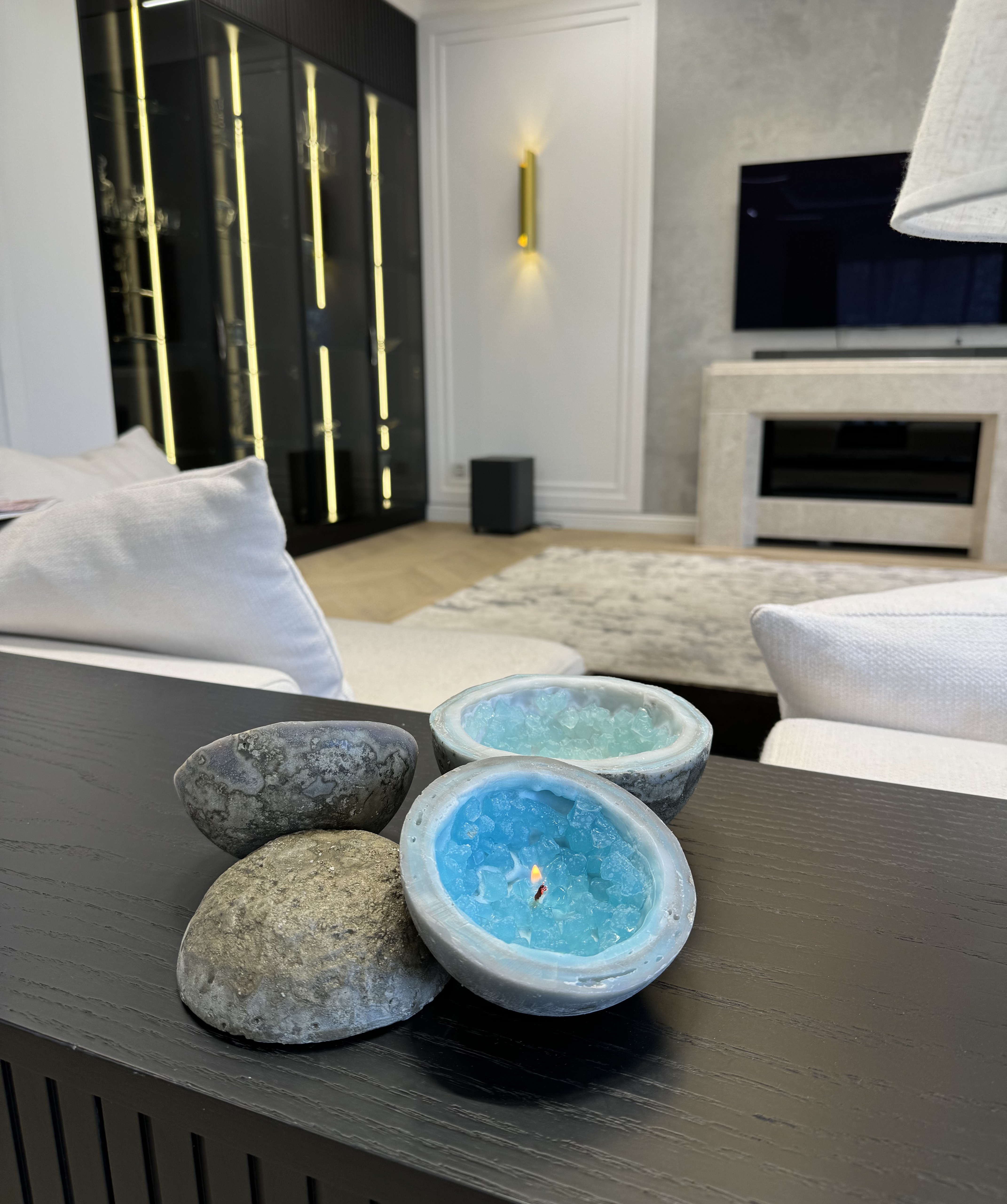 Candle «Light Your Home» Amethyst №3028 sky blue
