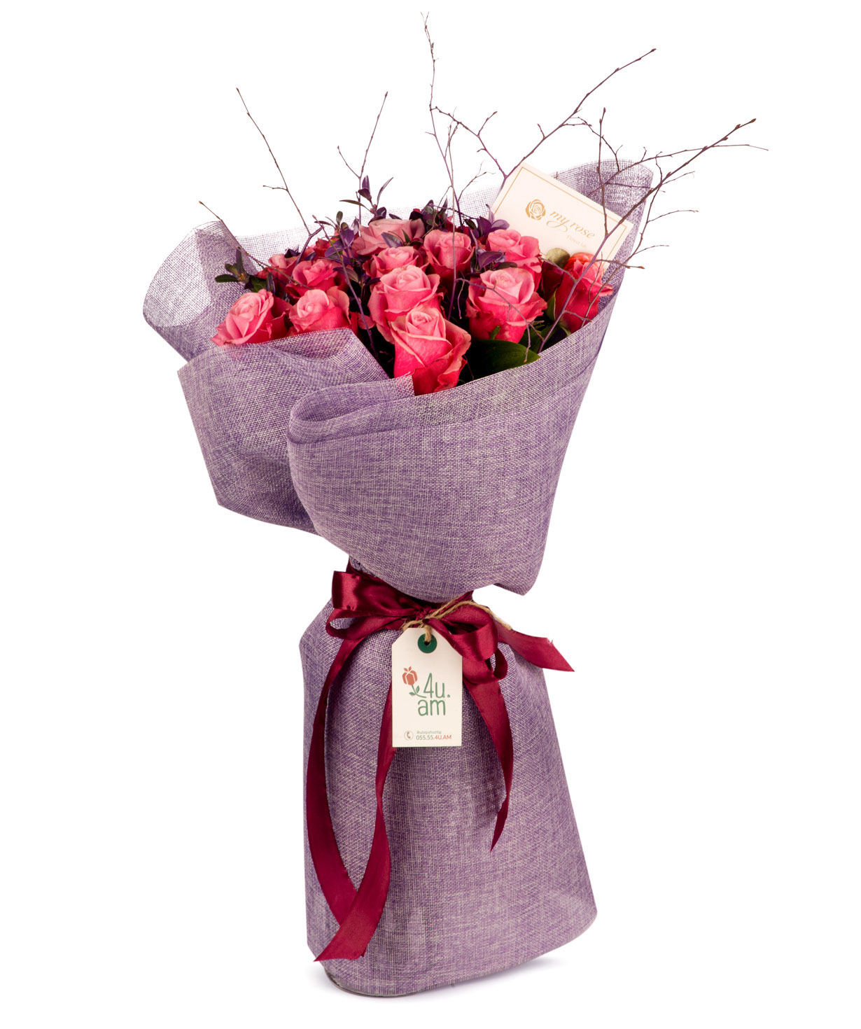 Bouquet `Aller` with pink roses