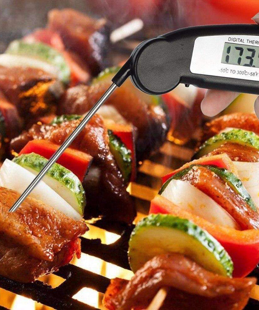 Food and beverage thermometer ''Yoyo'' with LCD screen (black)
