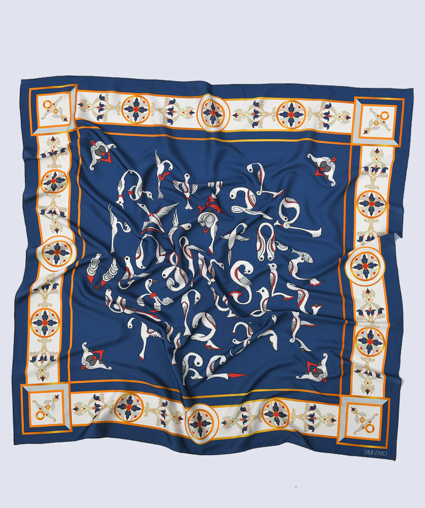 Scarf ''The blue jewel of Mashtots'' 50x50 cm