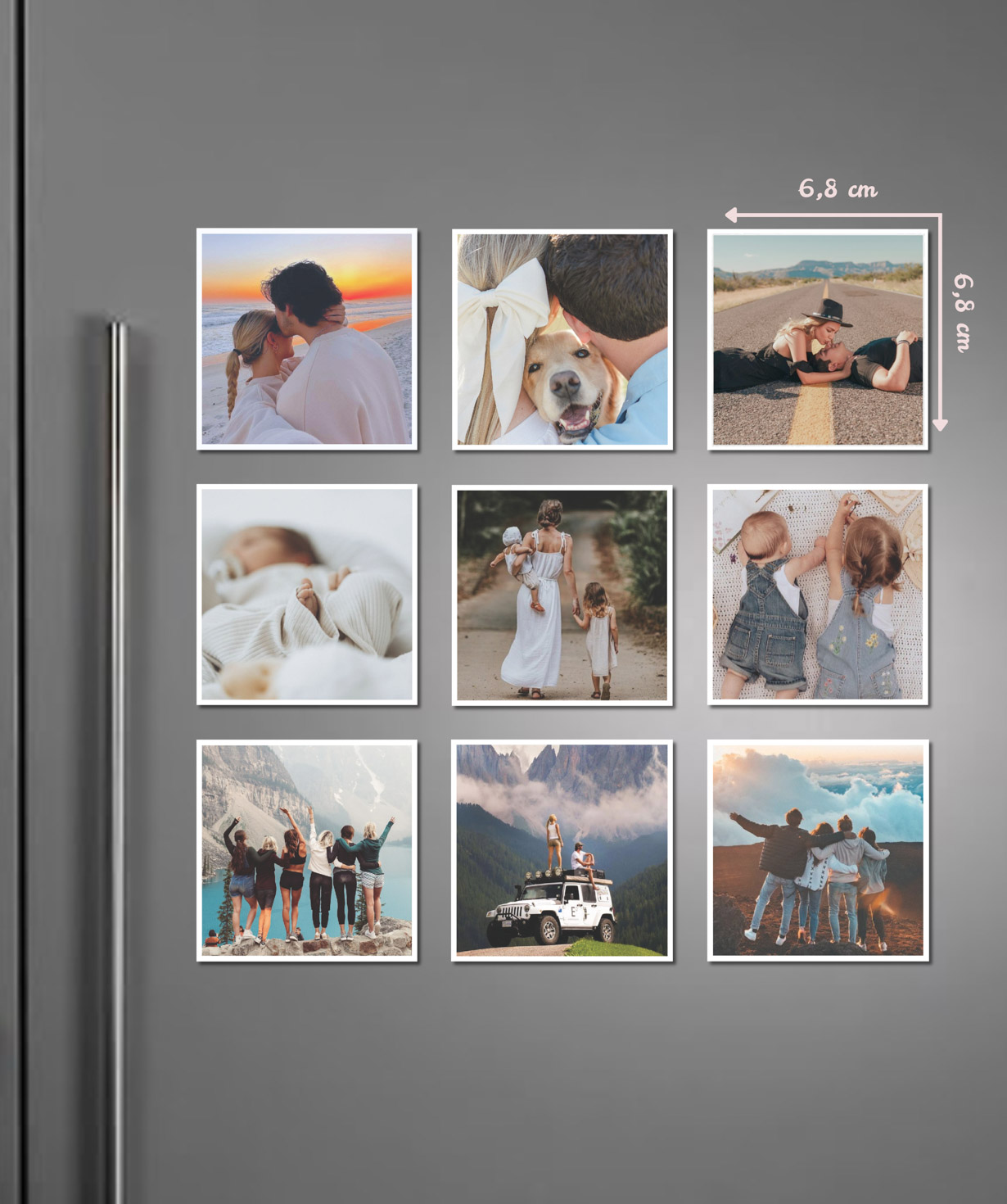 Photo magnets for the refrigerator «Magniser», 68x68 mm, 9 pieces