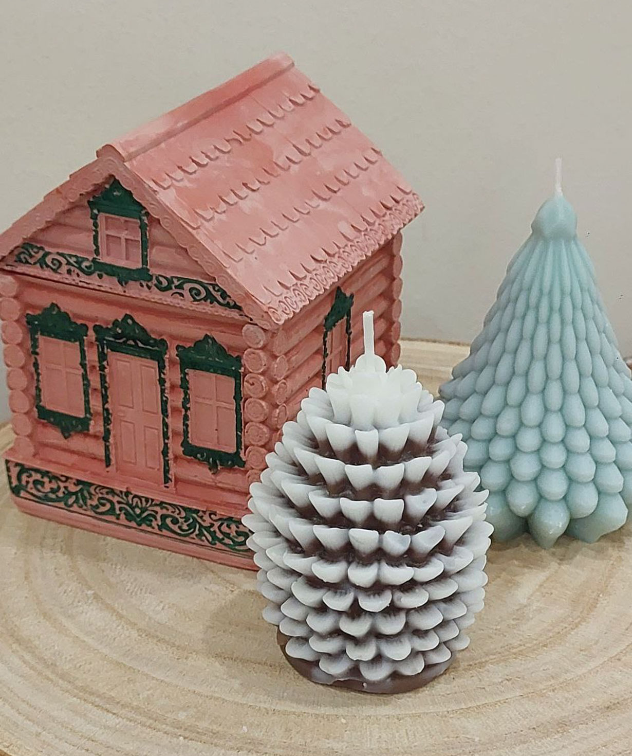 Candle «Blue Moon» Cabin of our heart + Christmas Tree + Cone
