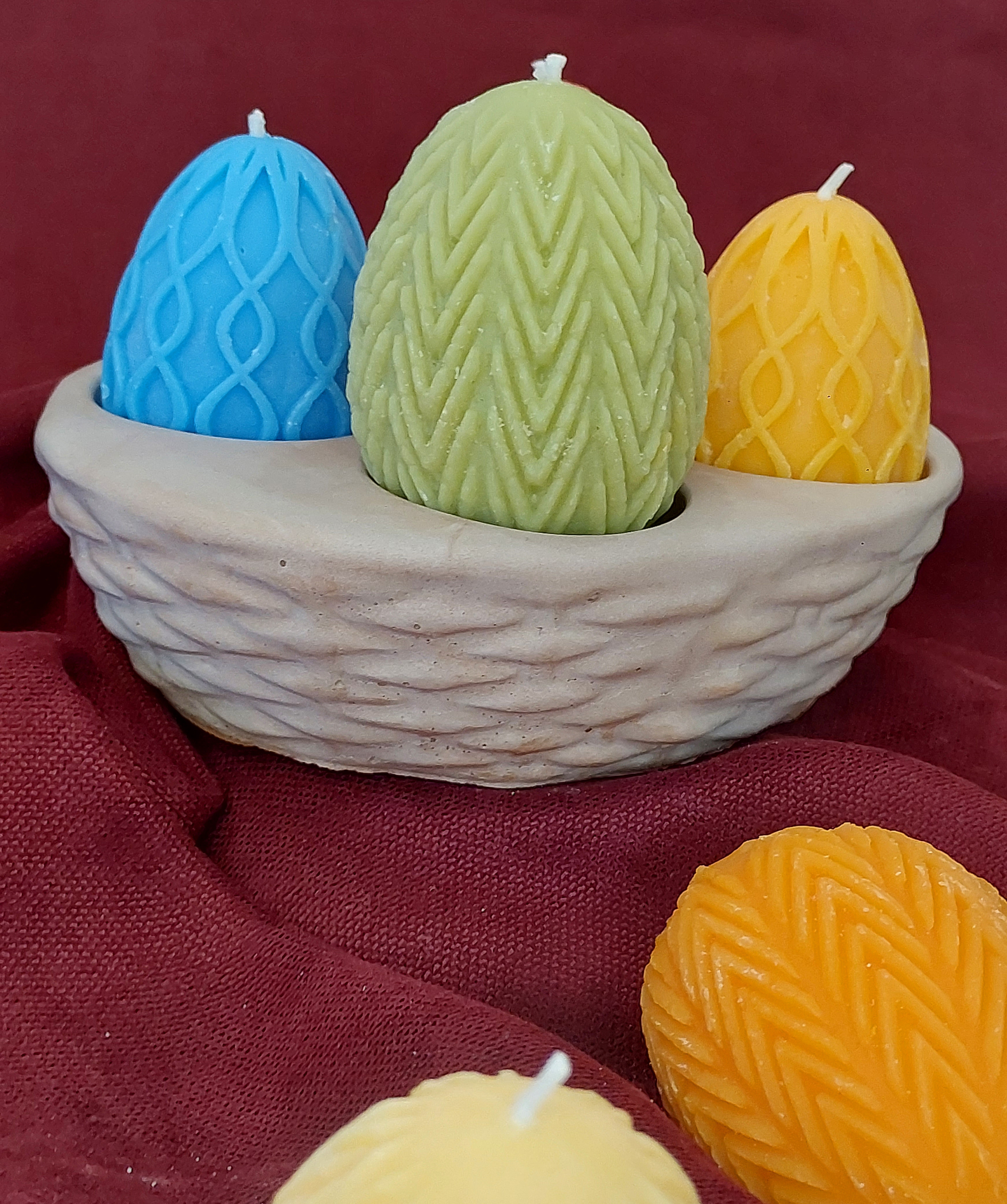 Подарочный набор «Blue Moon» Пасха, 4 свечи Яйца + подставка, без аромата