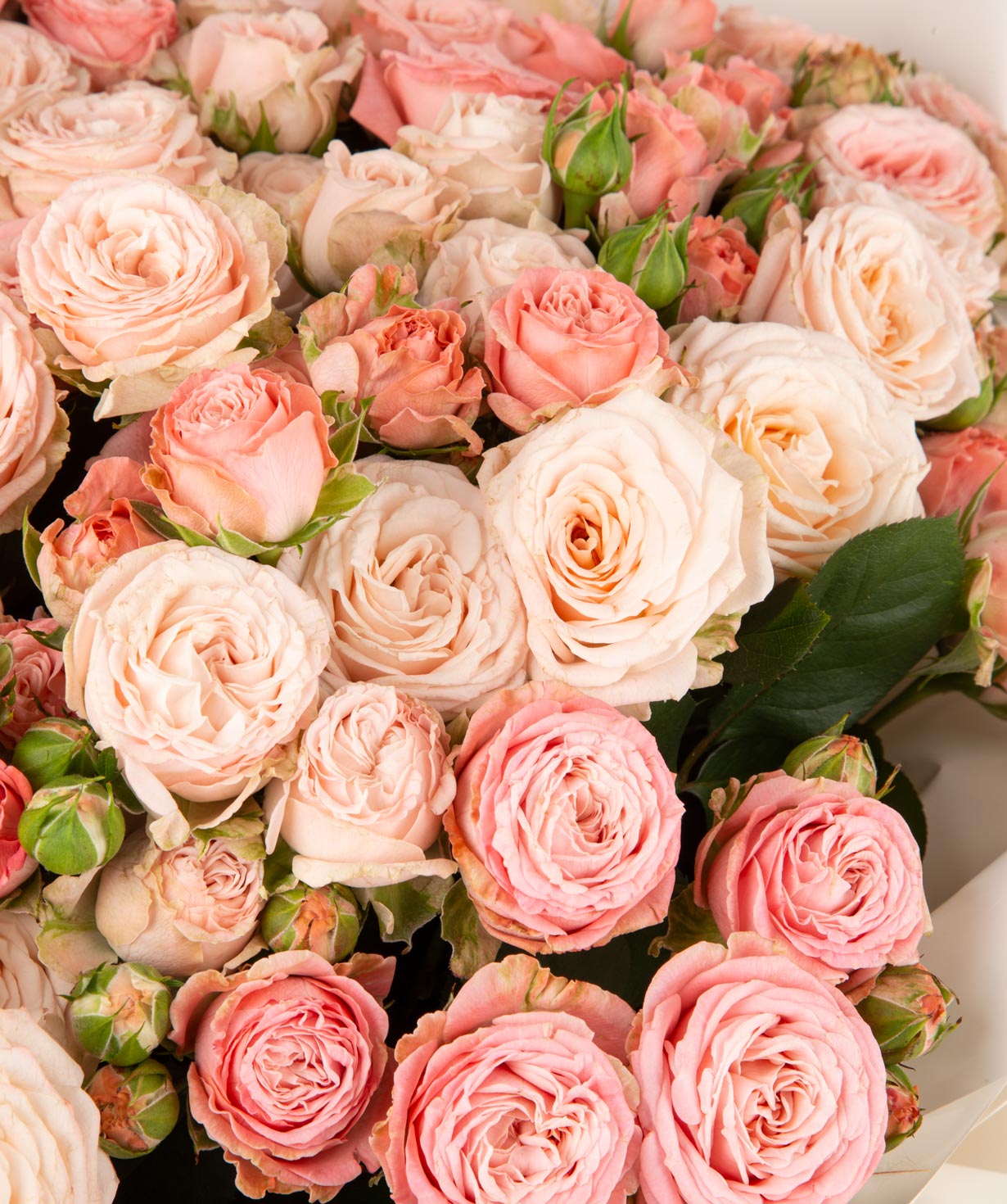 Букет `Babelon` с кустом пионовидных роз