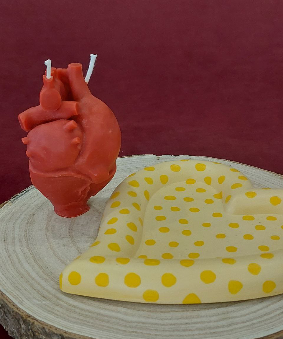 Подарочный набор «Blue Moon» свеча Сердце + подставка, без аромата