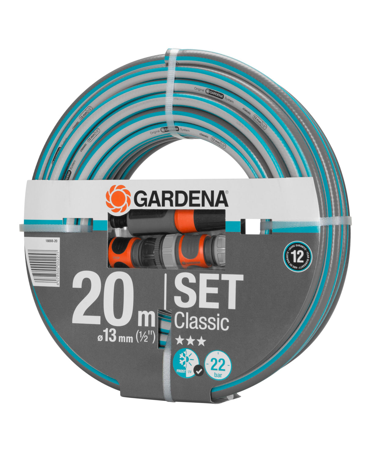 Hose «Gardena» Classic, with connectors and shower head, 20 m