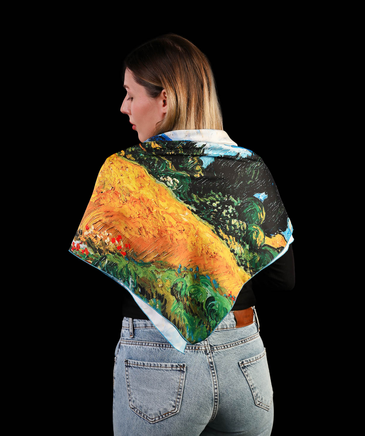 Scarf ''Nuard'' Wheat Field with Cypresses, Van Gogh, 70 x 70 cm