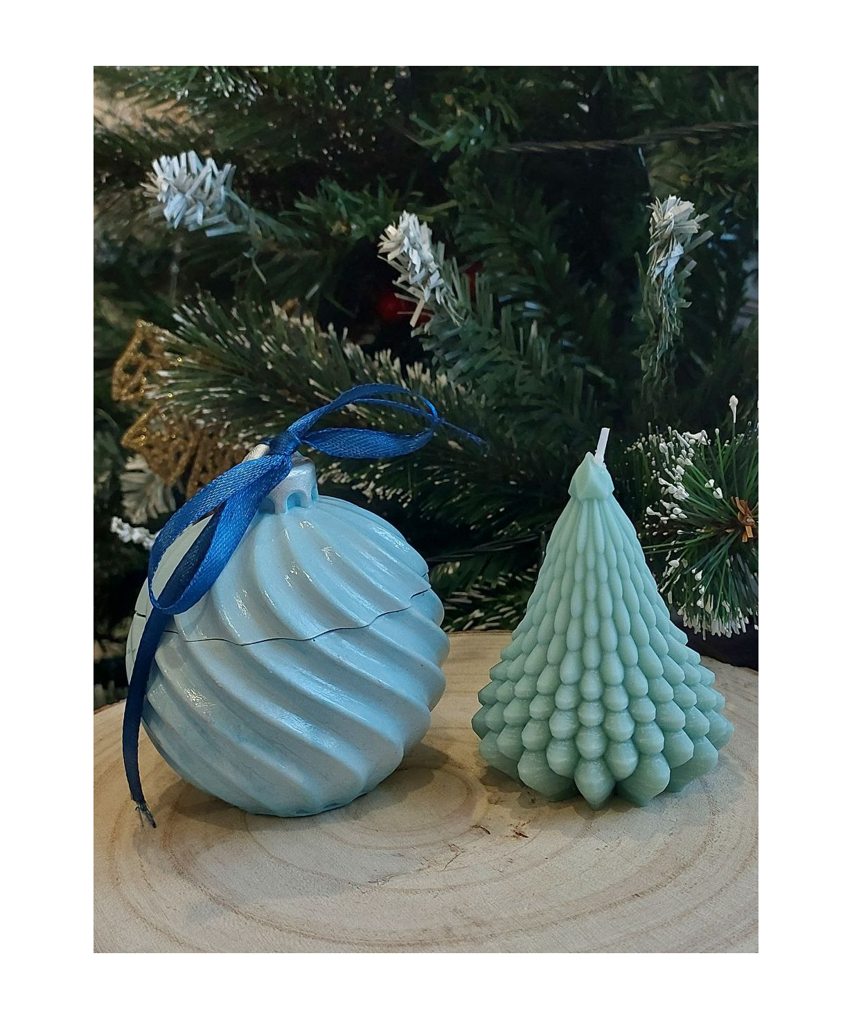 Candle «Blue Moon» Christmas Tree + Chritmas Ornament