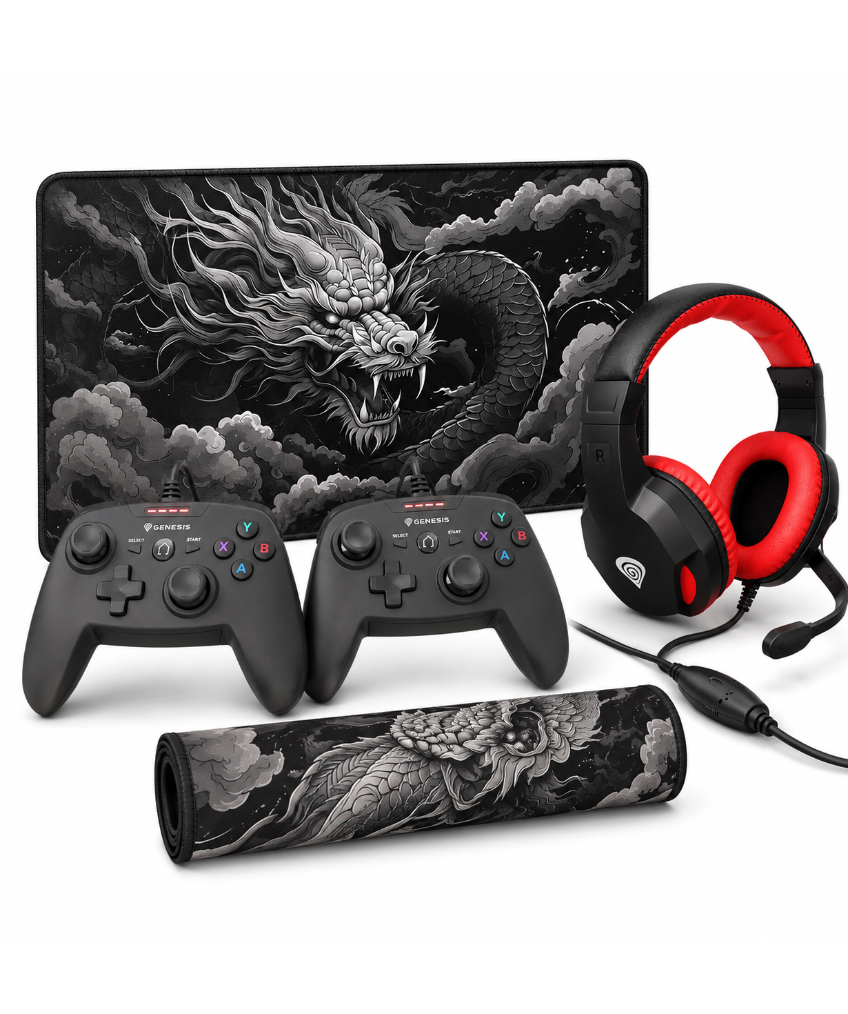 Игровой набор Genesis (2 геймпада, наушники, игровой коврик)