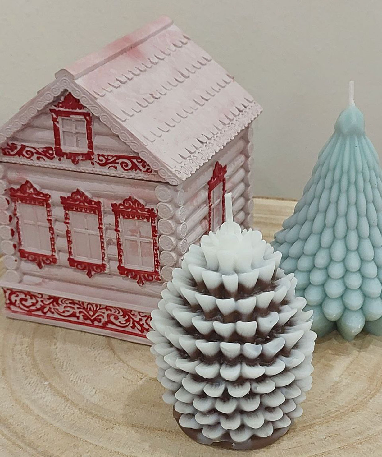 Candle «Blue Moon» Cabin of our heart + Christmas Tree + Cone