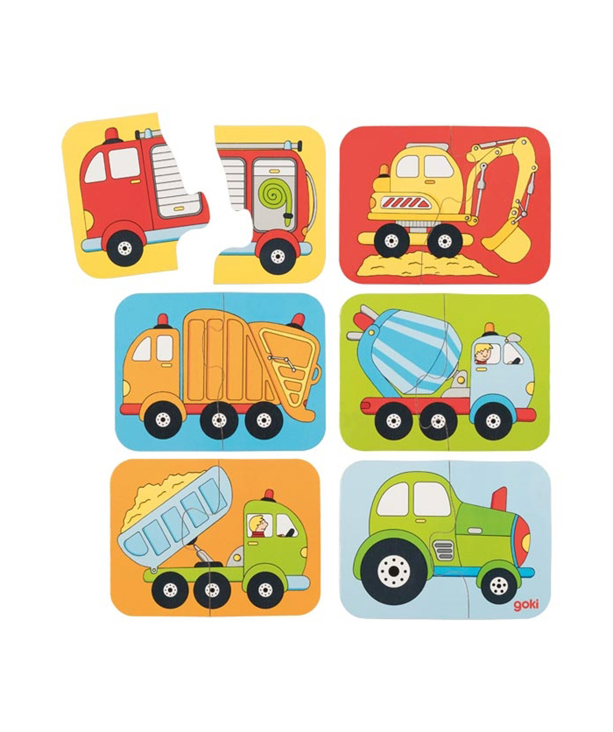 Toy `Goki Toys` mini puzzle vehicles