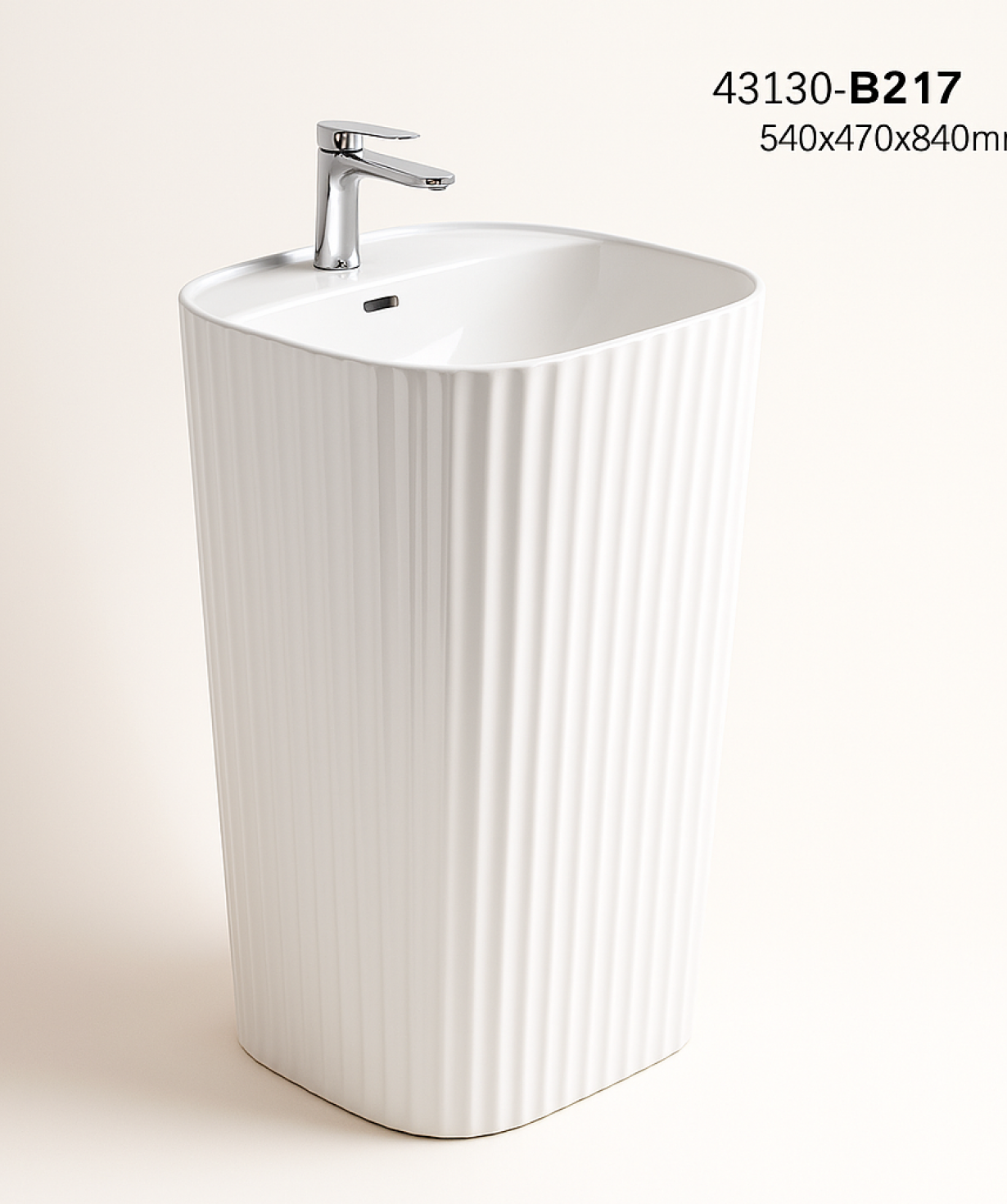 PERLA PEDISTAL BASIN B217 GLOSSY WHITE 535X470X840MM