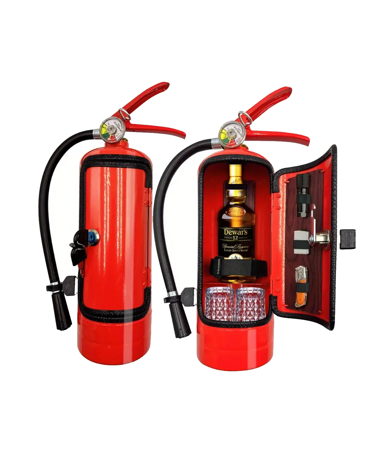 Beverage cabinet in the form of a fire extinguisher