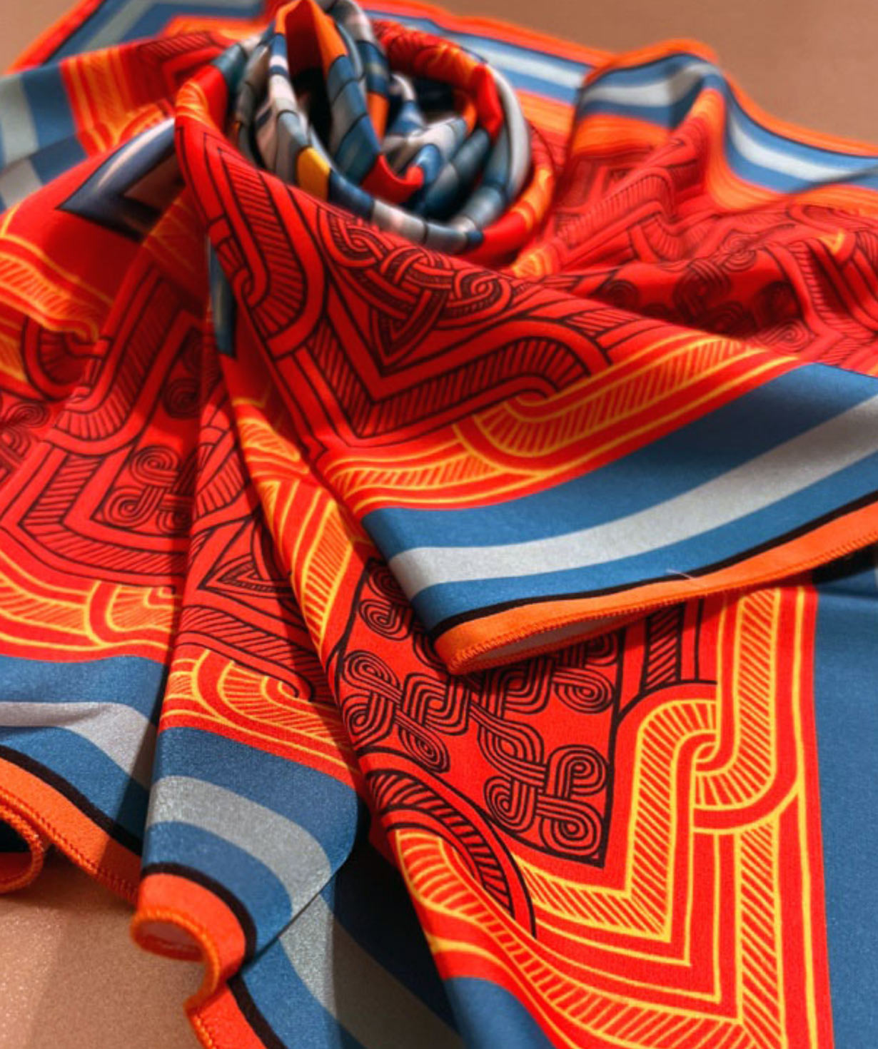 Silk scarf `3 dzook` with Armenian ornaments №10