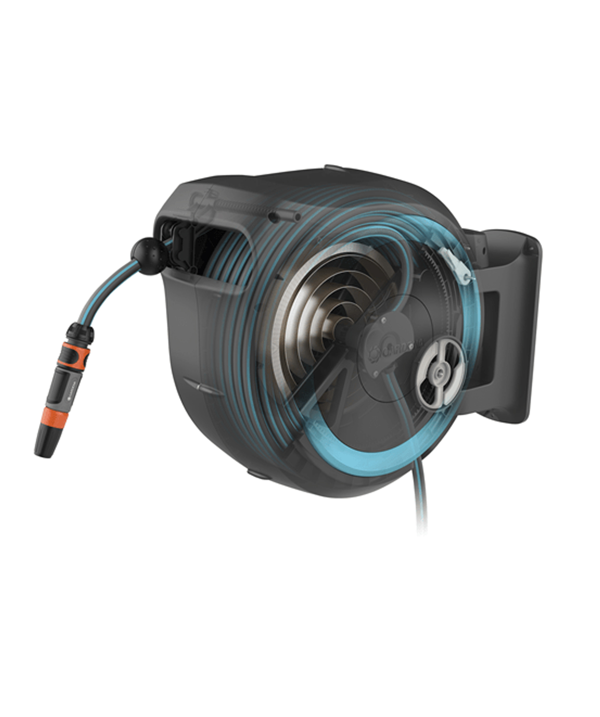 Automatic wall mount «Gardena» RollUp, with 35m hose, nozzle, and connector