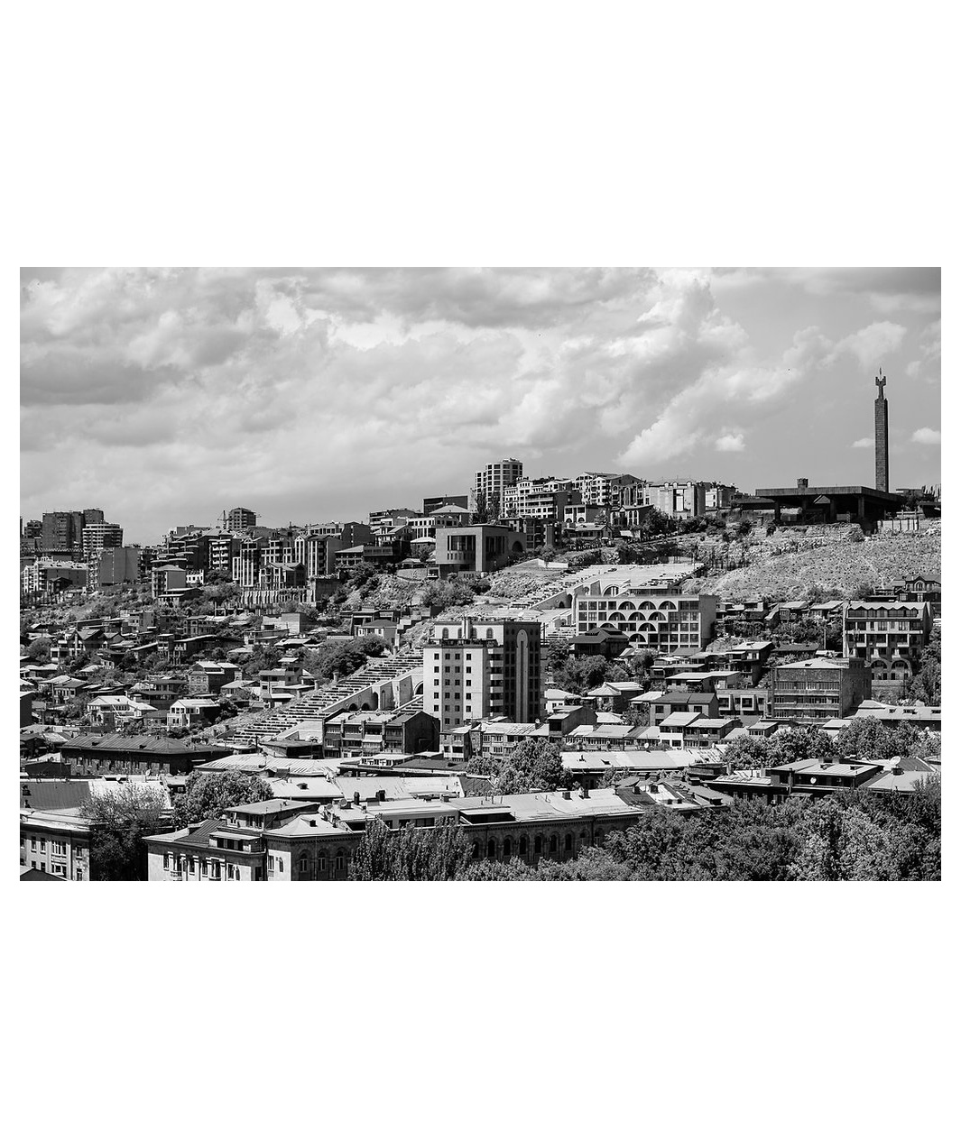 Art-print ''Yerevan Cityscape in black and white''