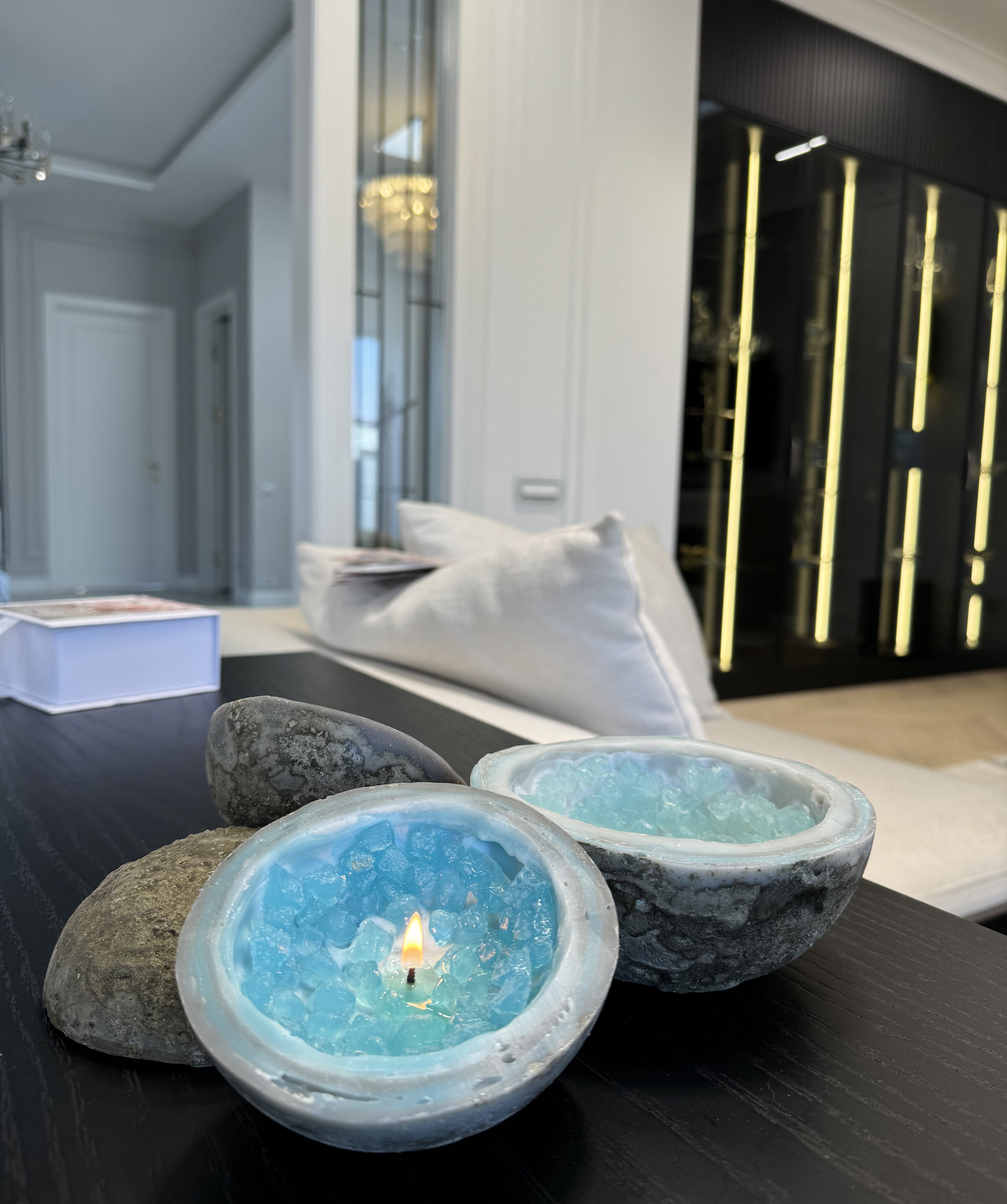 Candle «Light Your Home» Amethyst №3028 sky blue