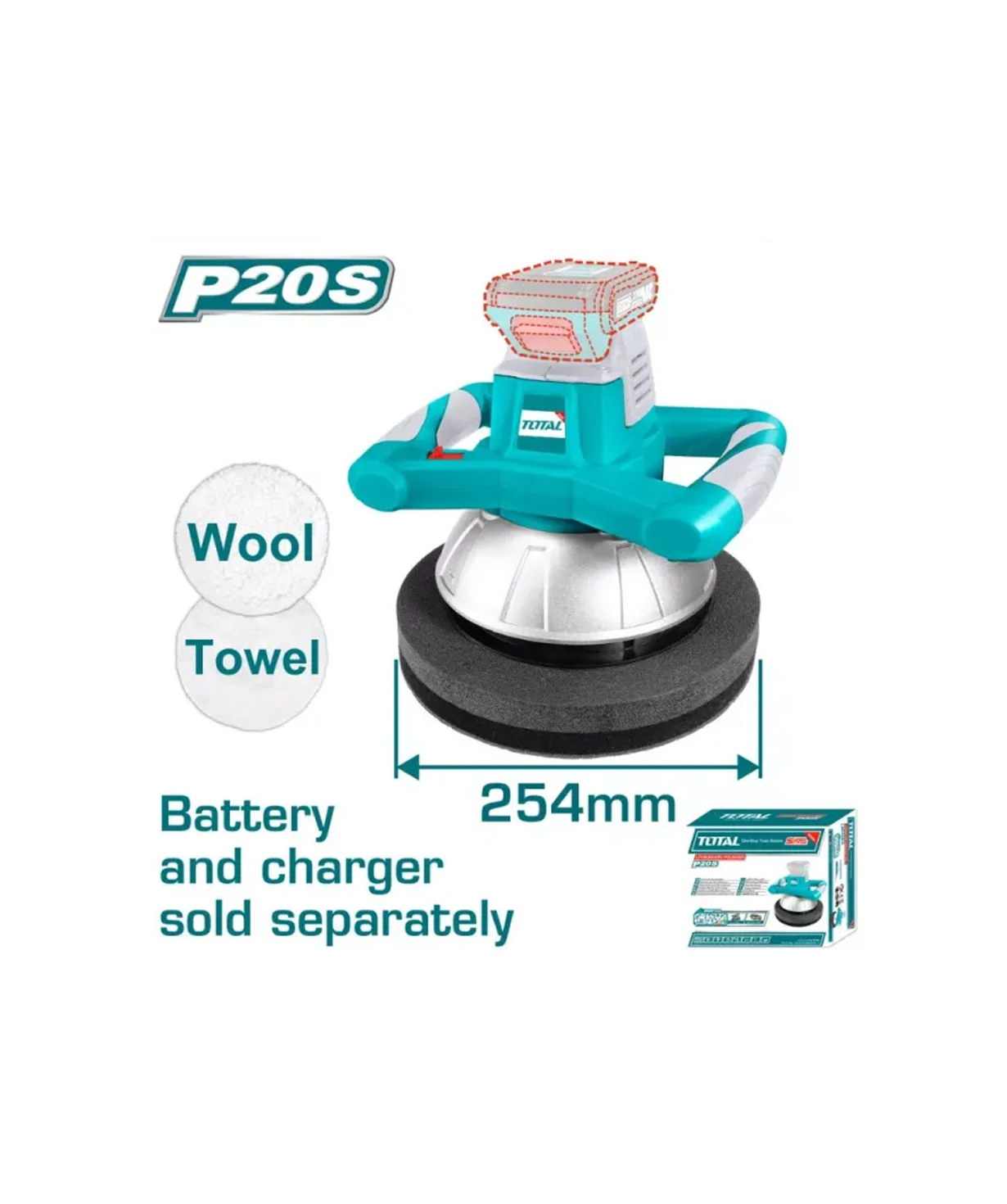 Eccentric sanding machine «Total Tools» TOPLI2001, battery-operated