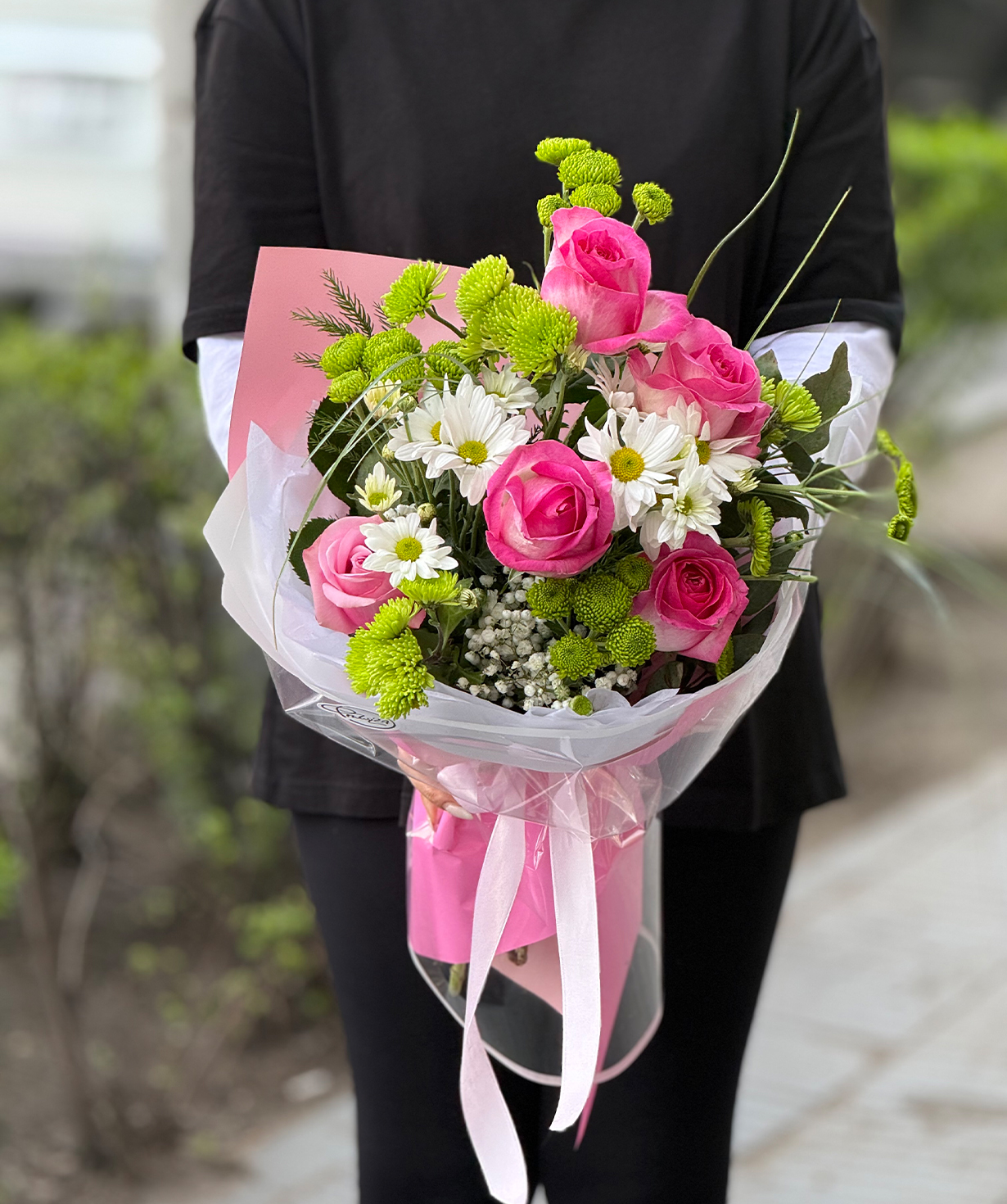 Bouquet «Punj» with roses and chrysanthemums №70