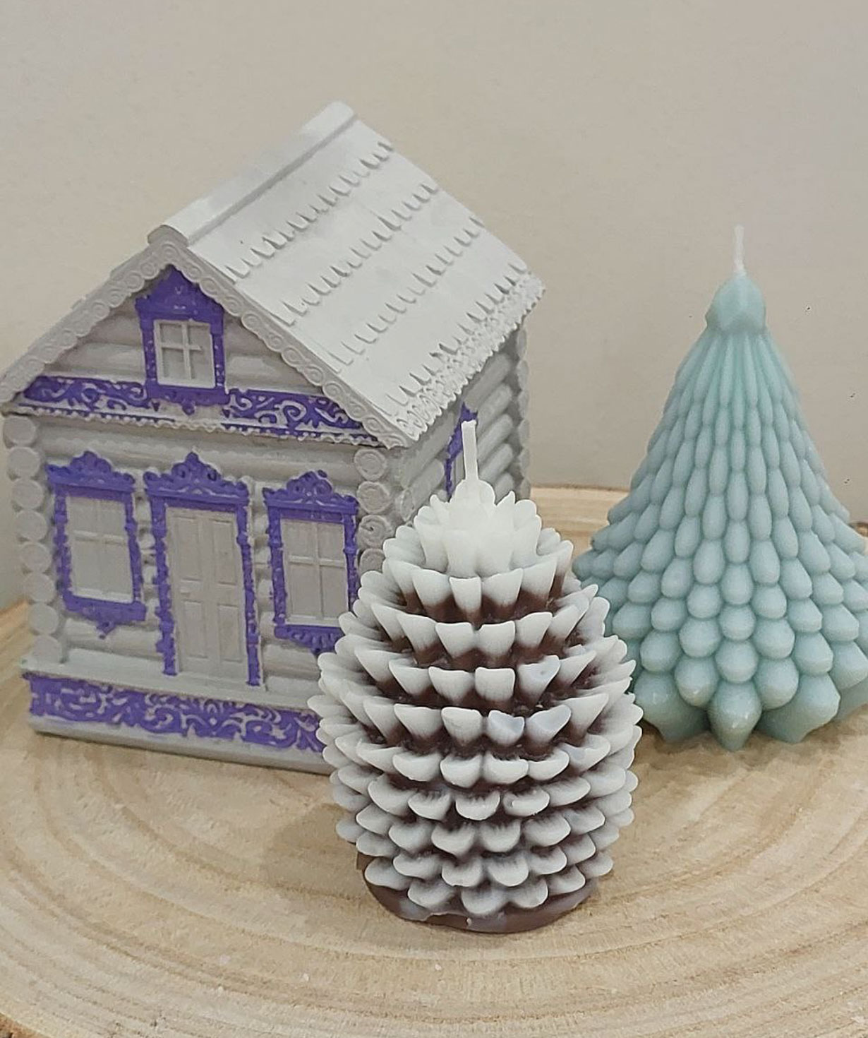 Candle «Blue Moon» Cabin of our heart + Christmas Tree + Cone