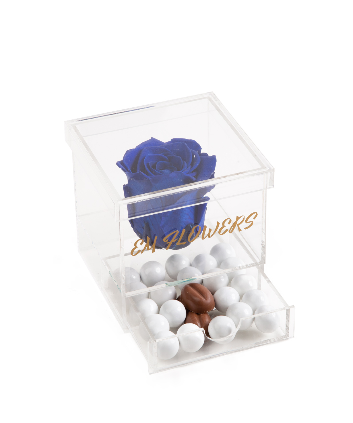 Eternal rose «EM Flowers» blue, with candies