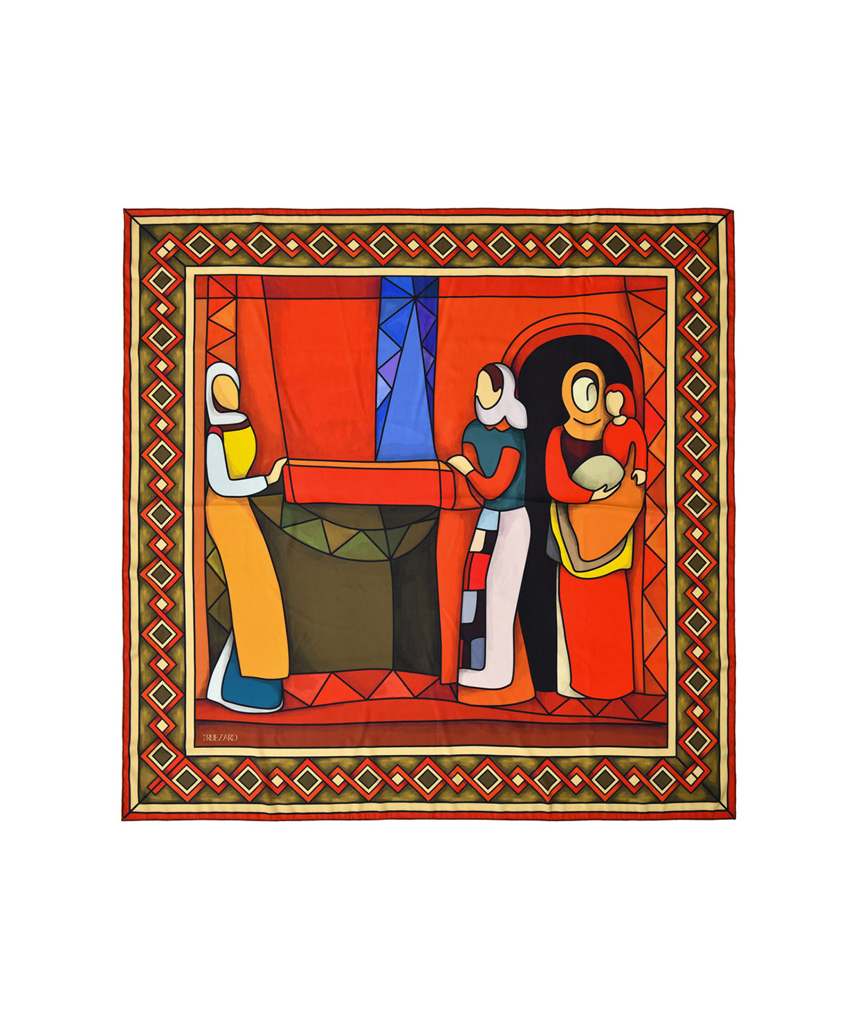 Шарф `Армянские художники` Минас, красный, маленький