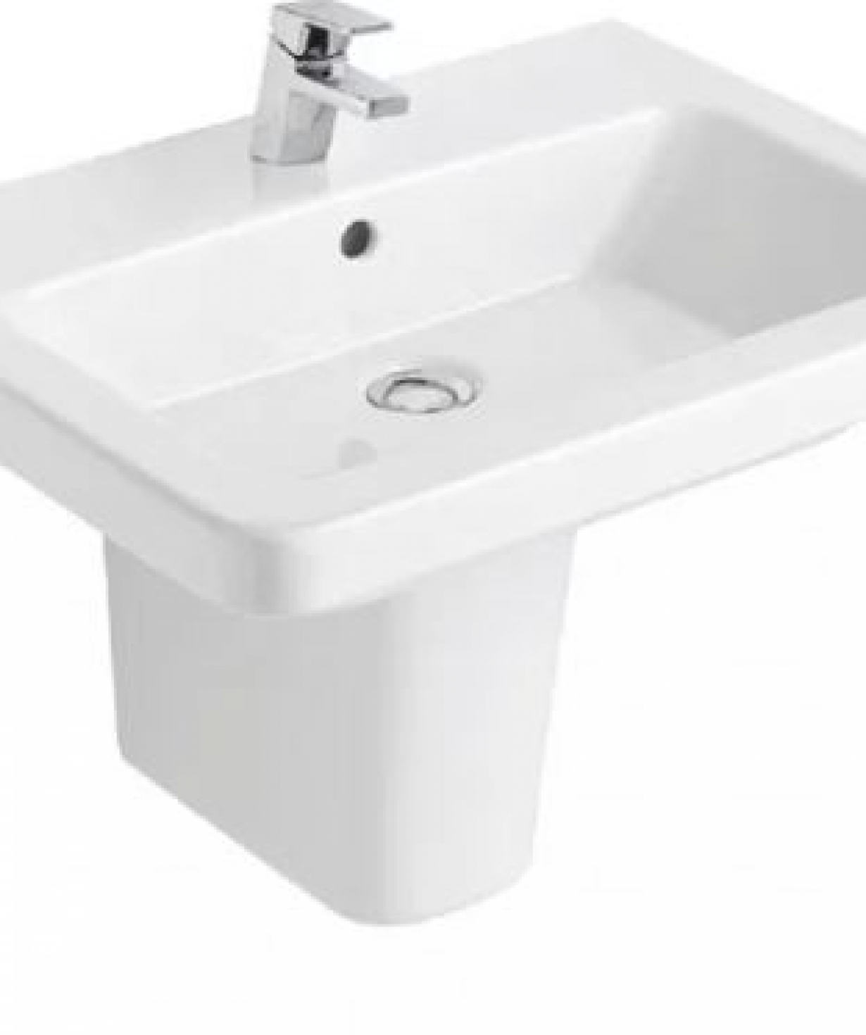 STREET SQUARE BASIN+SEMIPEDESTAL 60X45CM WHITE