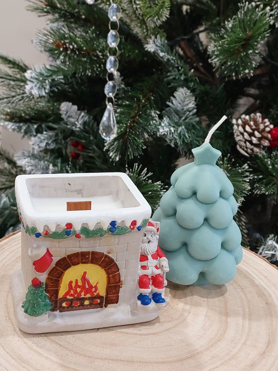 Candle «Blue Moon» Christmas Tree + By the fireplace