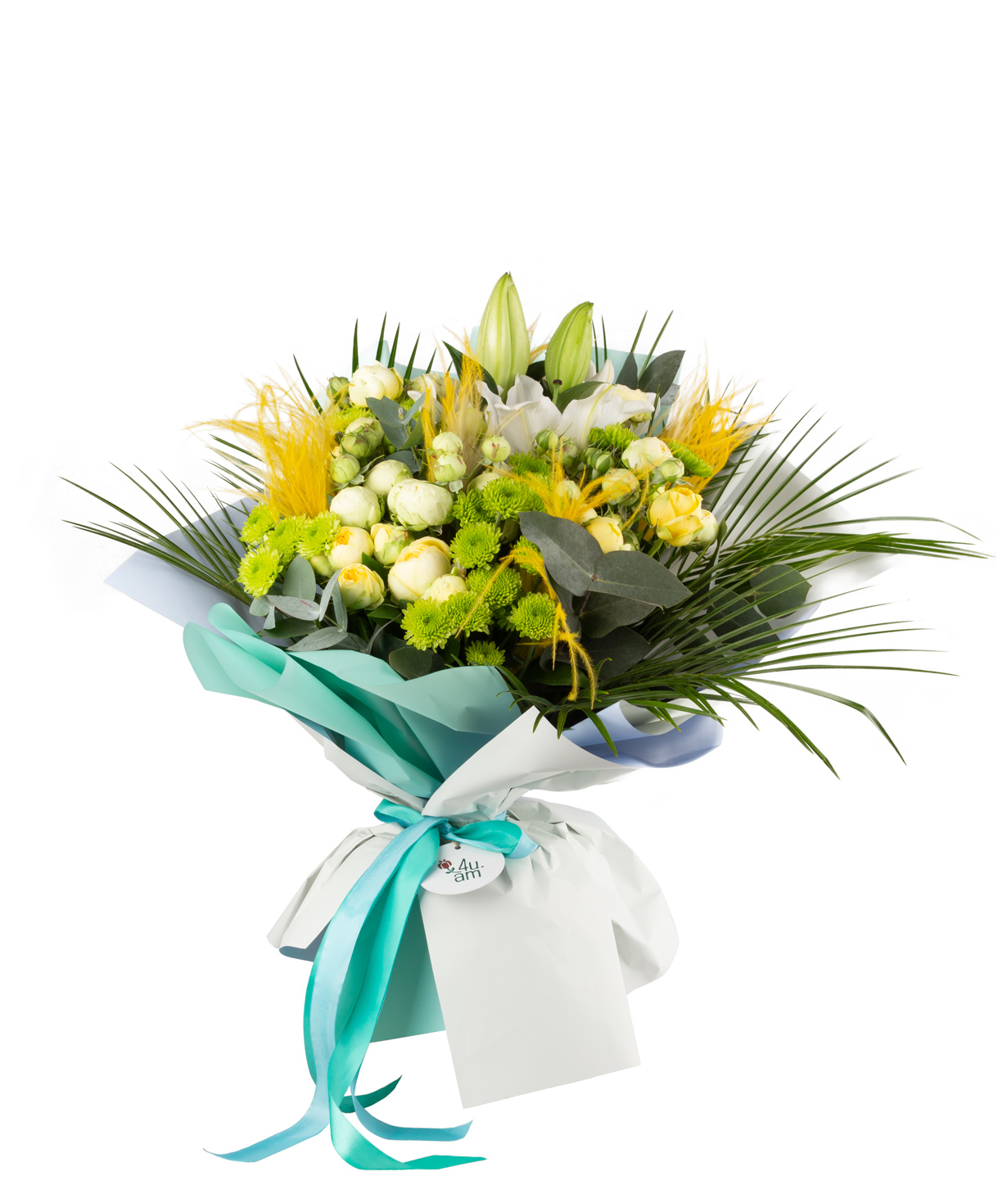 Bouquet `Moratuva` of lilies, roses, chrysanthemums