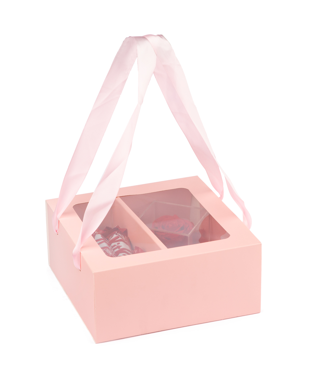 Gift box `EM Flowers` with an eternal rose and sweets
