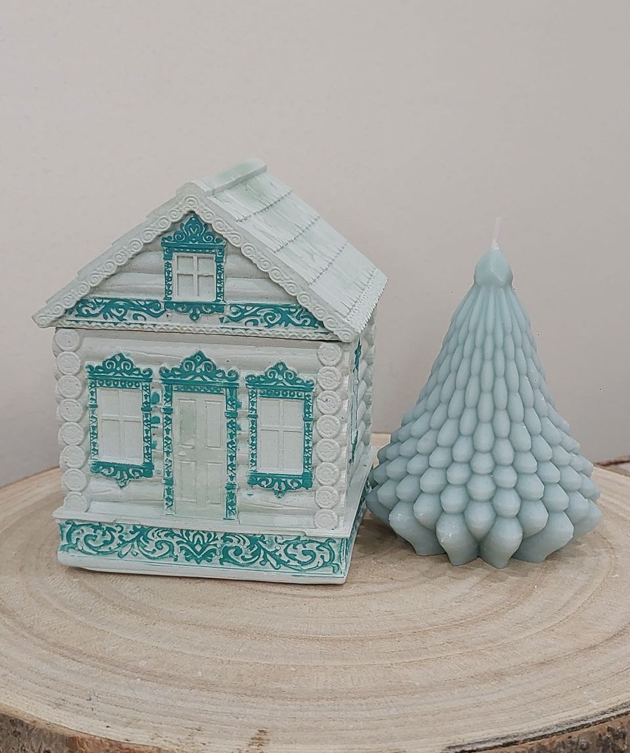 Մոմ «Blue Moon» Մեր սրտի տնակը + Տոնածառ