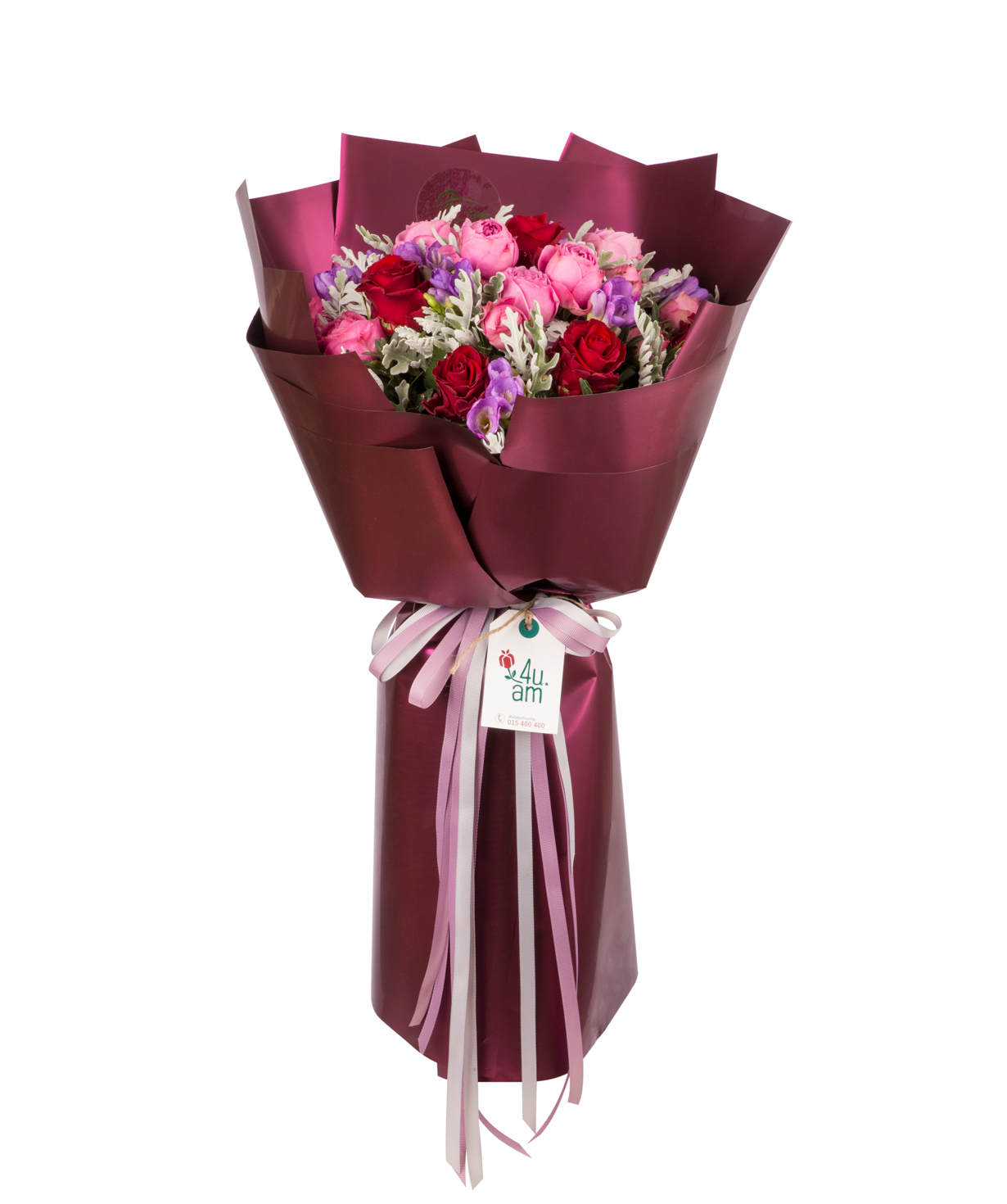 Bouquet `Hanson` with roses and fressias