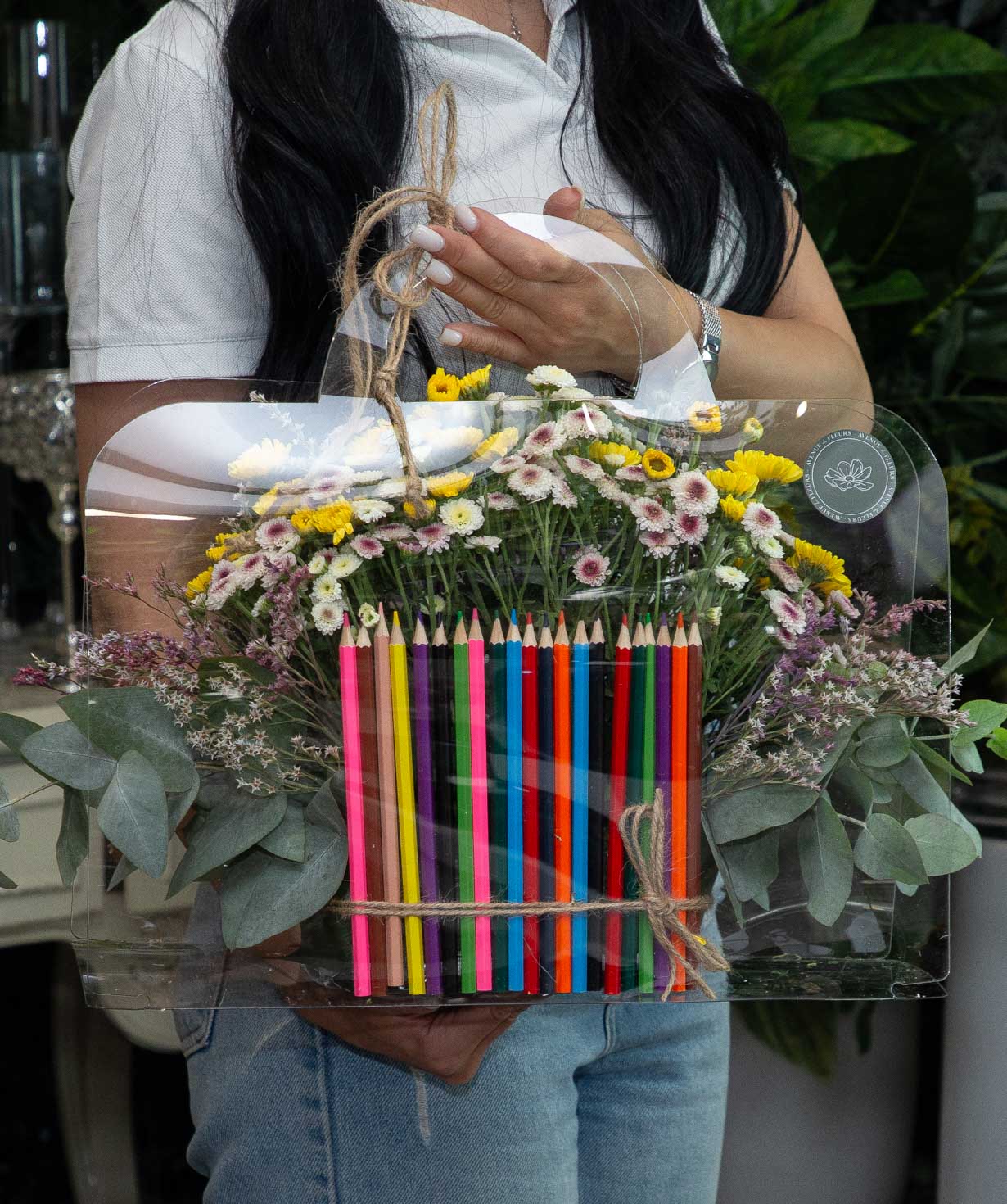 Composition «Burano» with chrysanthemums