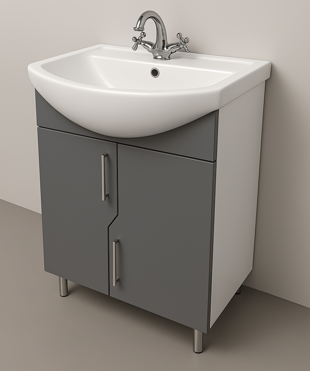 Bathroom furniture «Perla» Aquaton Elegance 60, gray, matte