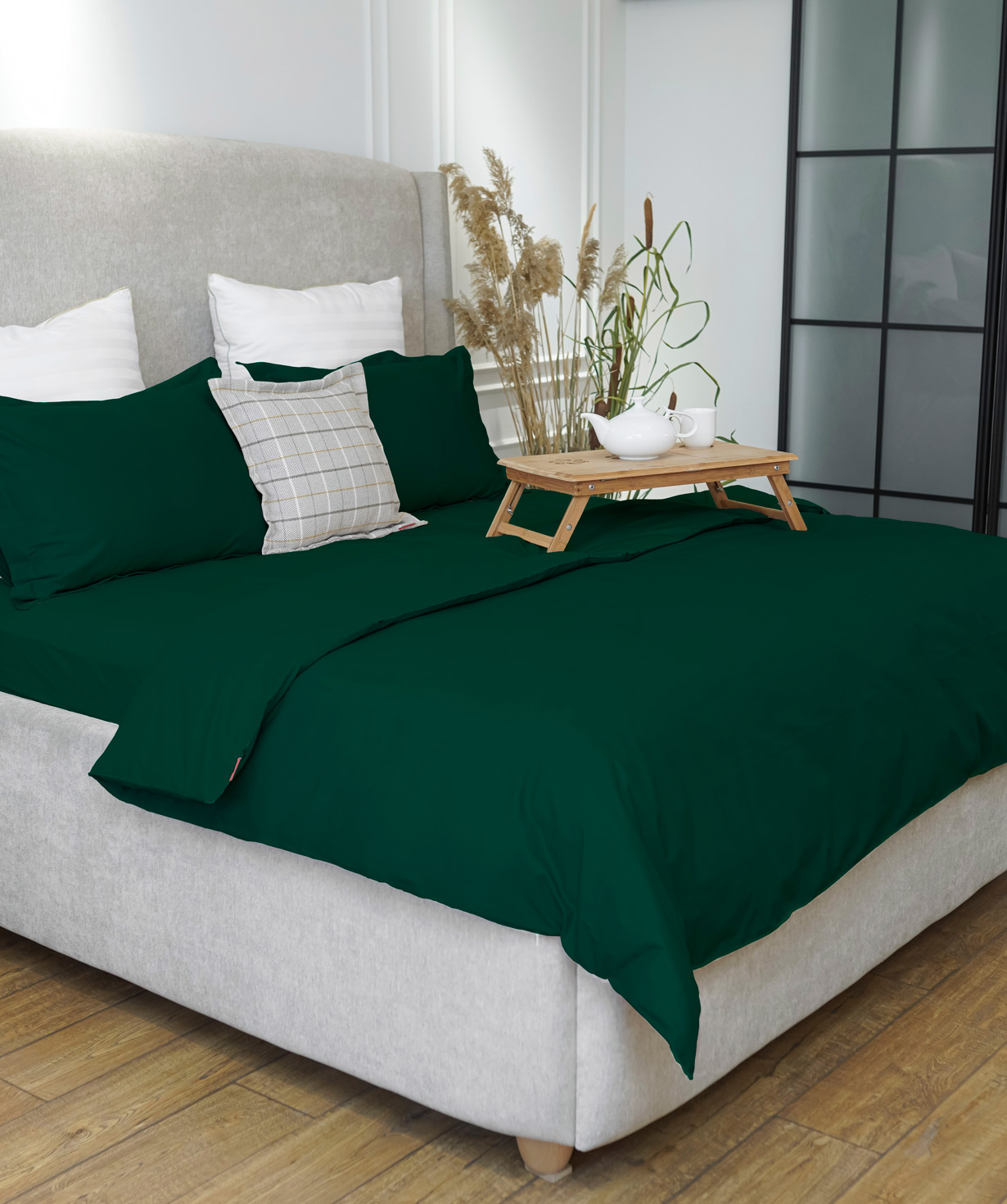 Bedding set «Jasmine Home» euro, dark green