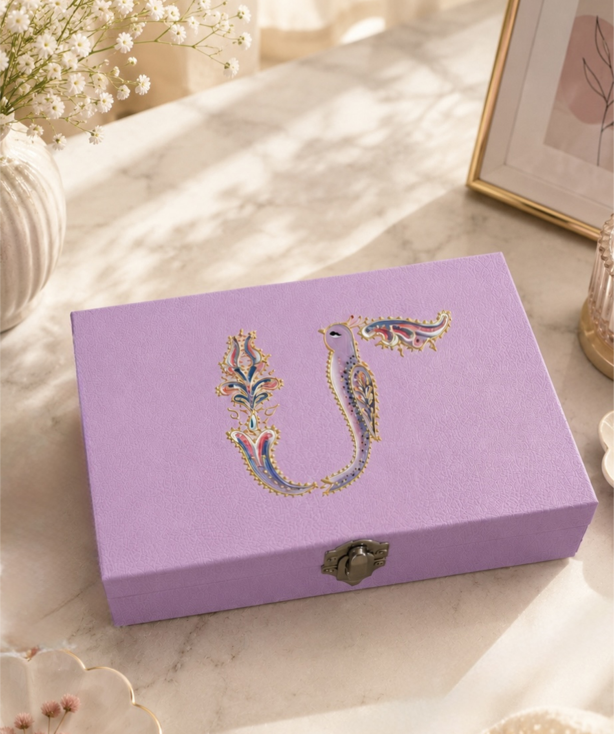 Illustrated jewelry box “HAYA”, pink, large №20