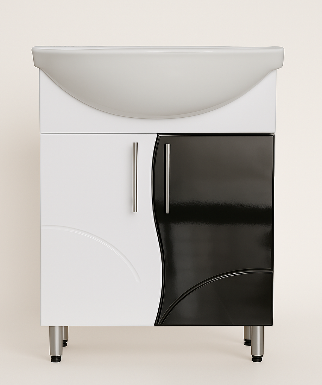 Bathroom furniture «Perla» Alessandro, black-white, glossy