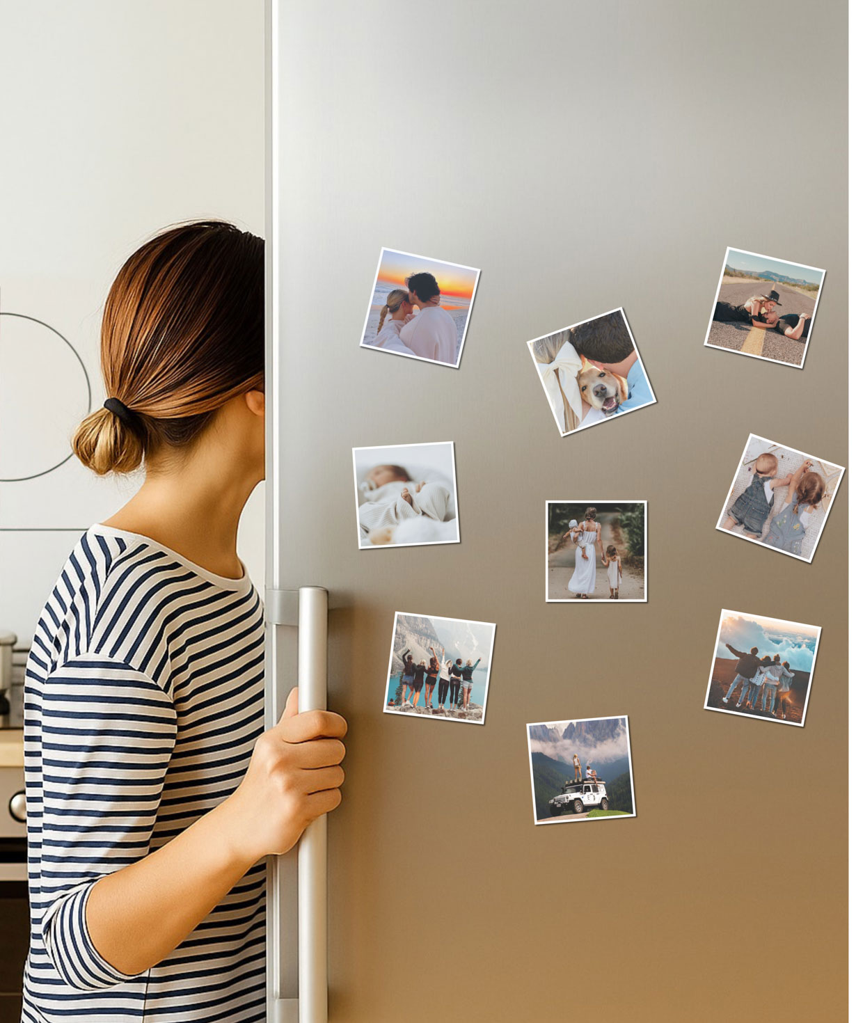 Photo magnets for the refrigerator «Magniser», 68x68 mm, 9 pieces