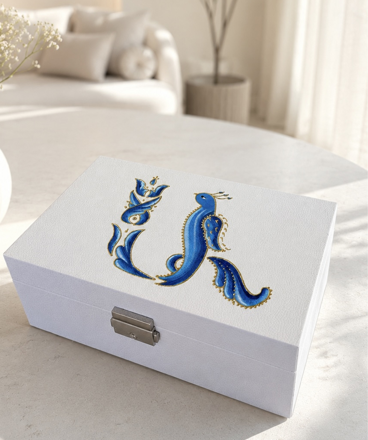 Illustrated jewelry box “HAYA”, white, large №19