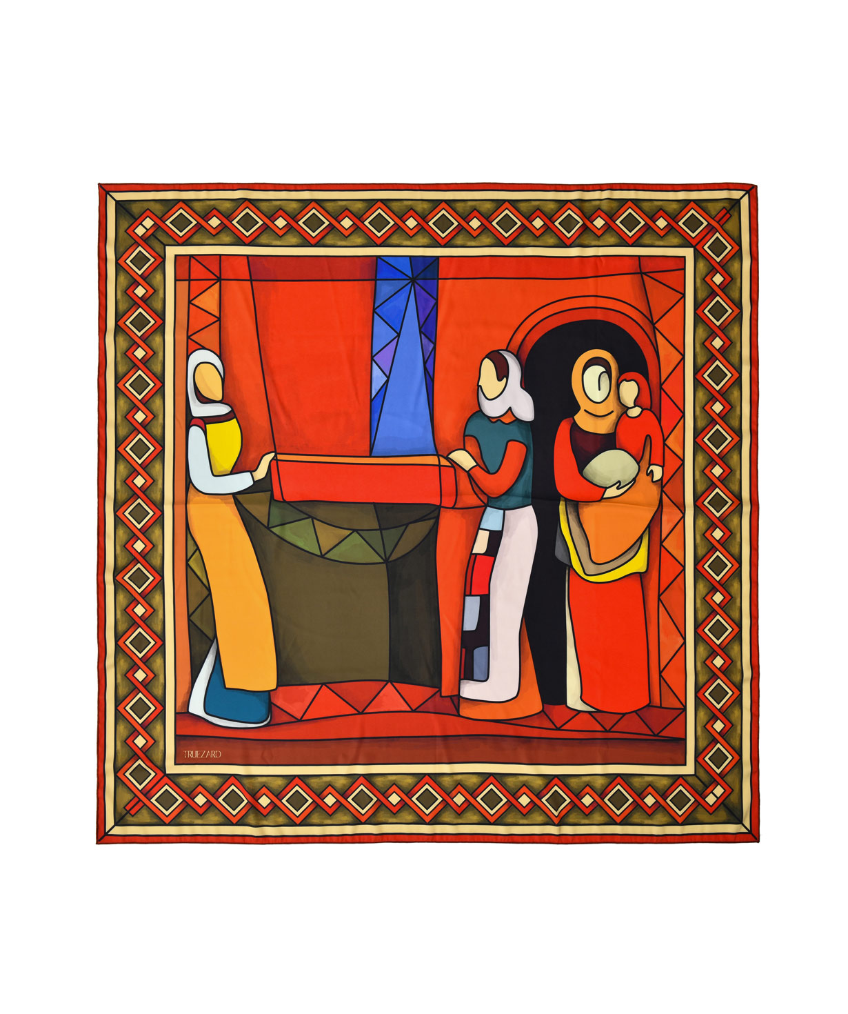 Scarf `Armenian painters` Minas, red, medium