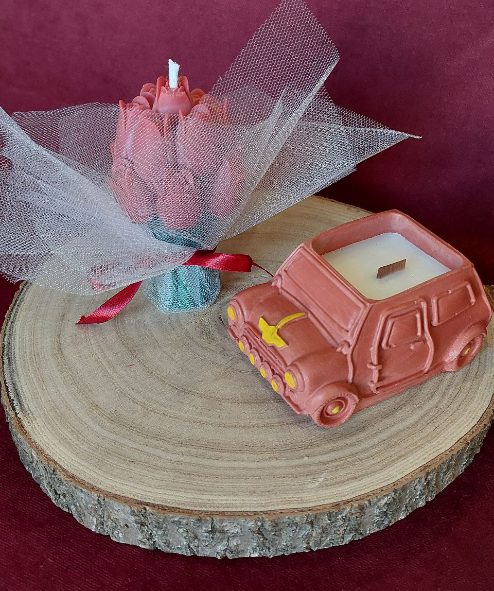 Մոմերի հավաքածու «Blue Moon» Իմ երազանքի մեքենան + Կակաչներ, բույրով