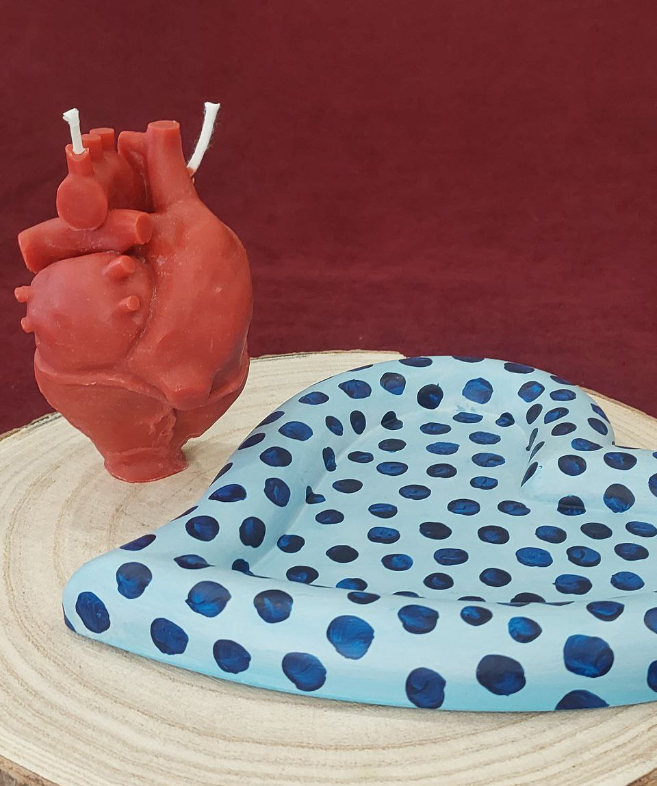 Подарочный набор «Blue Moon» свеча Сердце + подставка, без аромата