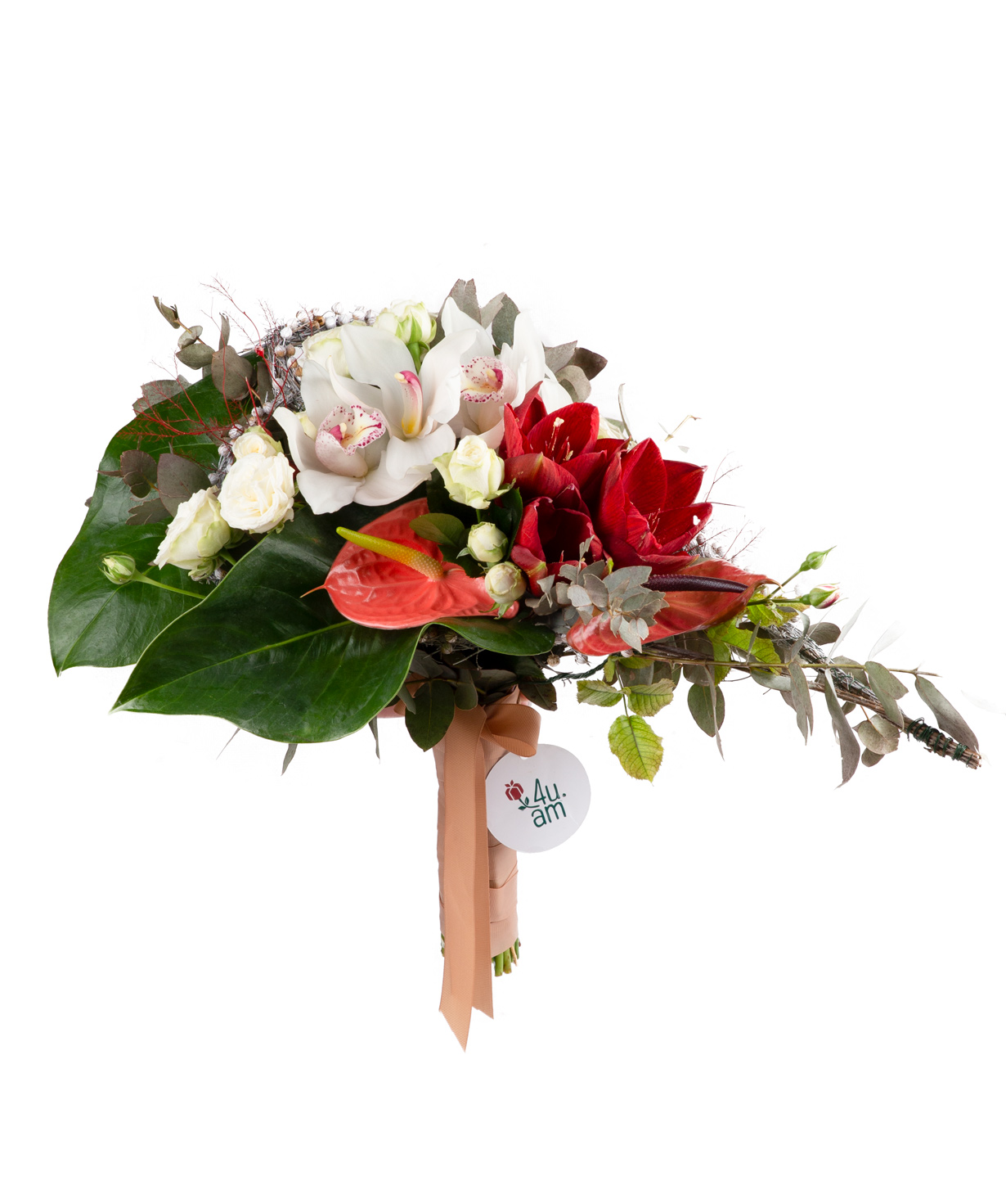 Bouquet ''Forêt'' with orchids and anthuriums